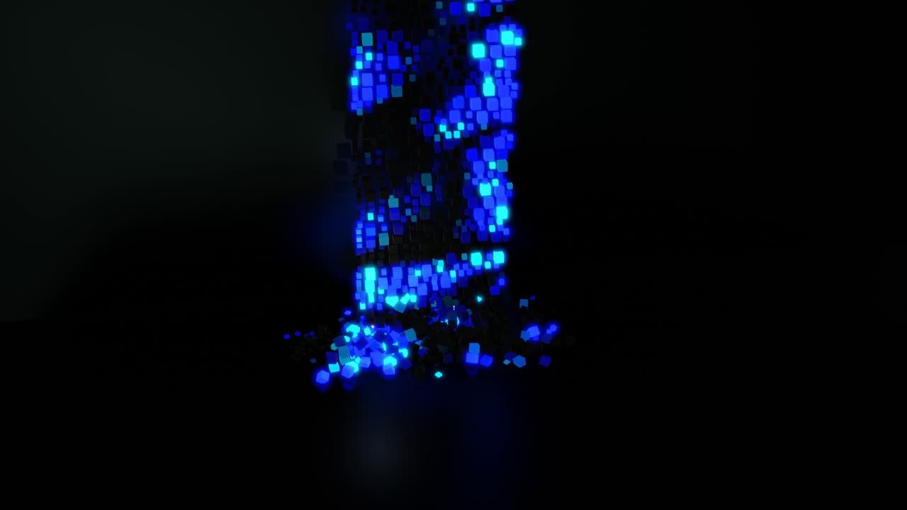 los cubos de fondo de 4k caen en el suelo. las cajas se iluminan y forman patrones coloridos en los cubos. fondo de diseño de movimiento creativo con cubos. garlandas abstractas