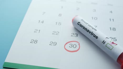 coronavirus blood test on calendar