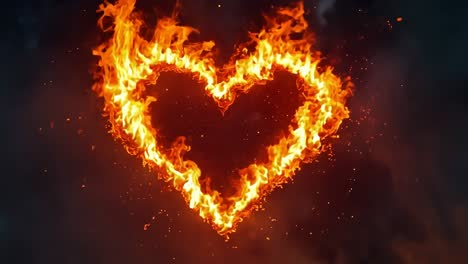 a heart made of fire on a black background