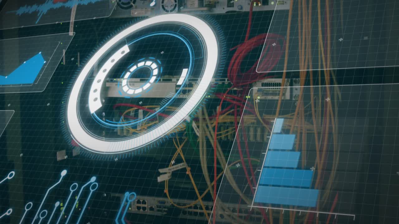 Animation of data processing over server room