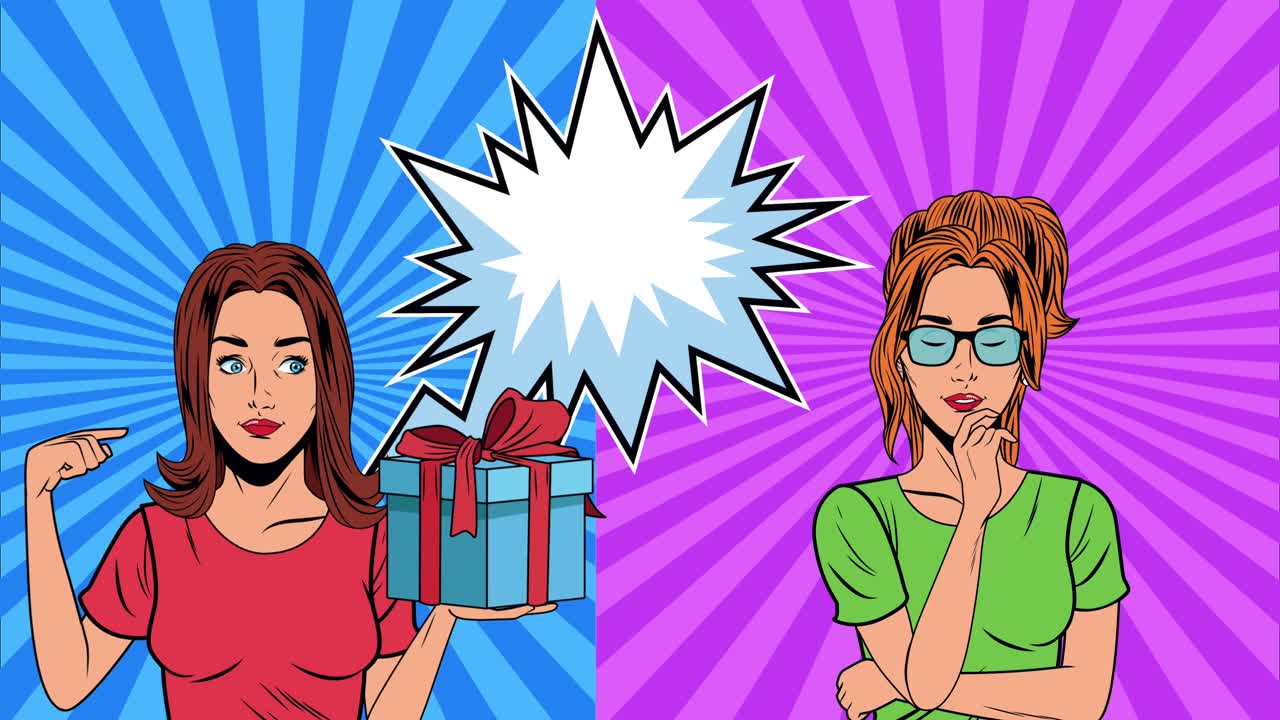 재능과 표현을 가진 아름다운 여성 버블 팝 아트 스타일