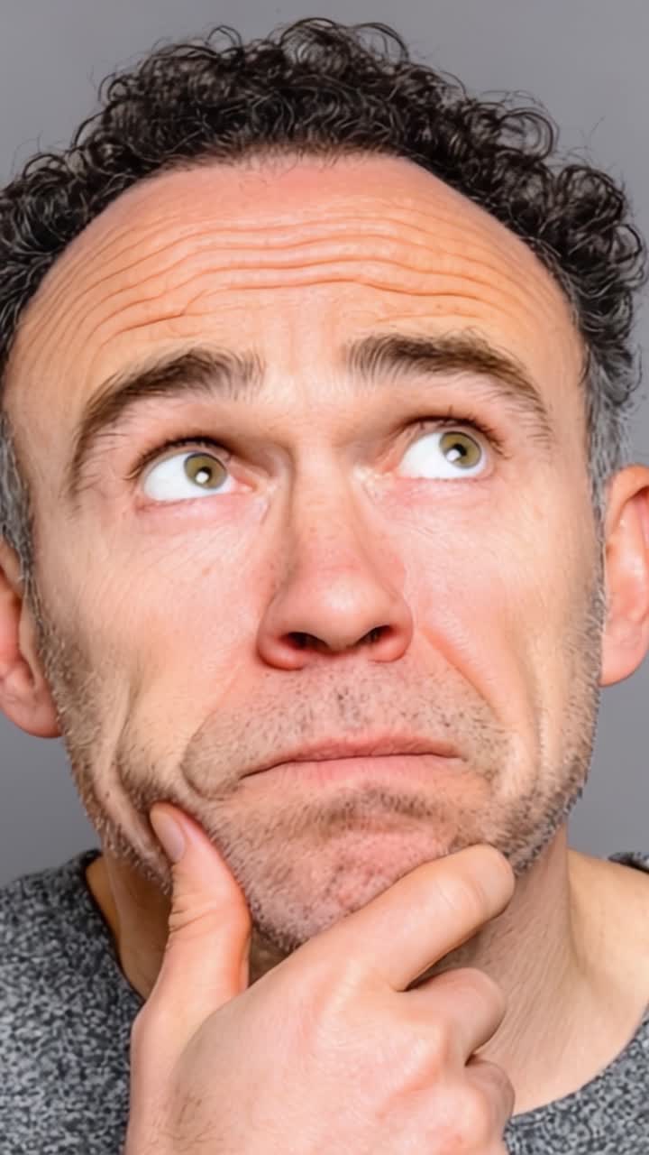Espressione Contemplativa: Un Uomo Assorto Nei Pensieri Riflette Su Una Questione Seria, Mostrando Emozioni Meditative Catturate In Un Ritratto Sottile
