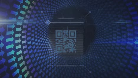 animación del código qr sobre filas de flechas