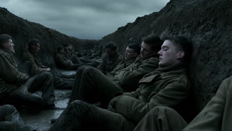 world war i soldiers resting in trenches