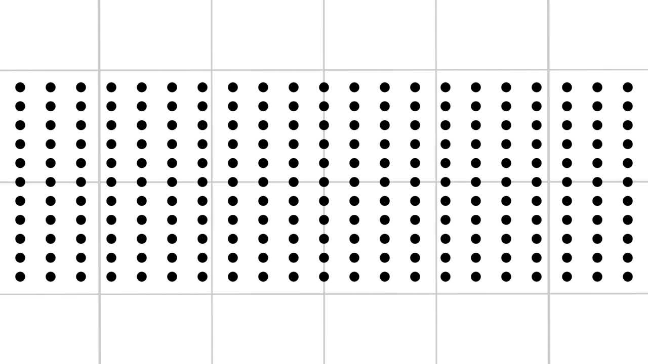 白い背景の黒い点と正方形のアニメーション