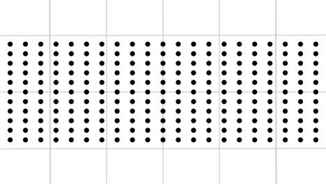 animación de puntos y cuadrados negros sobre fondo blanco