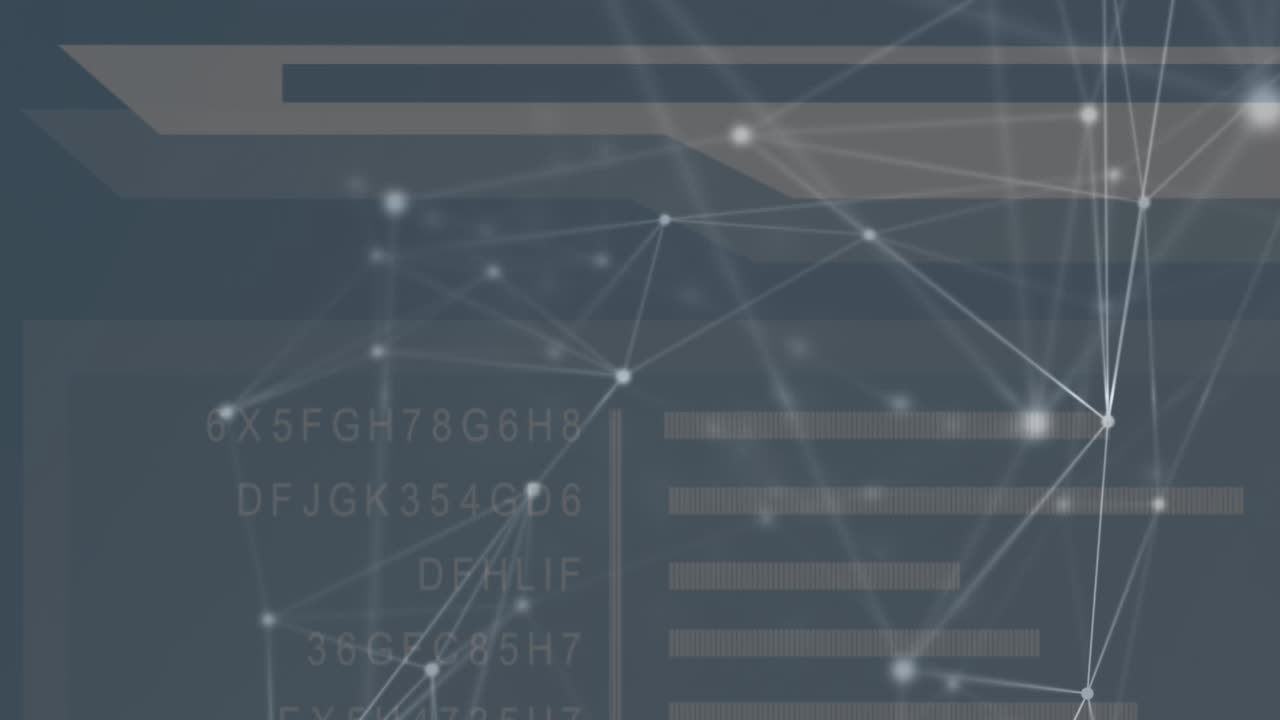 red de conexiones contra interfaz digital con procesamiento de datos en fondo azul