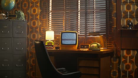 retro 1970s office scene