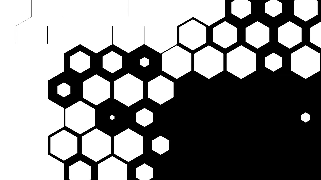 Abstract Transition With White Hexagonal Pattern on Black Background