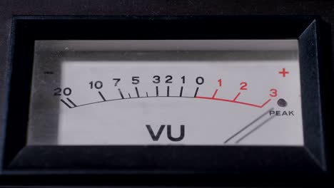 visualización del medidor de vu trabajando en el estudio de grabación