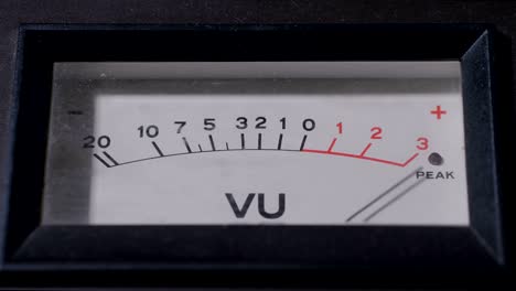 display of vu meter working in recording studio