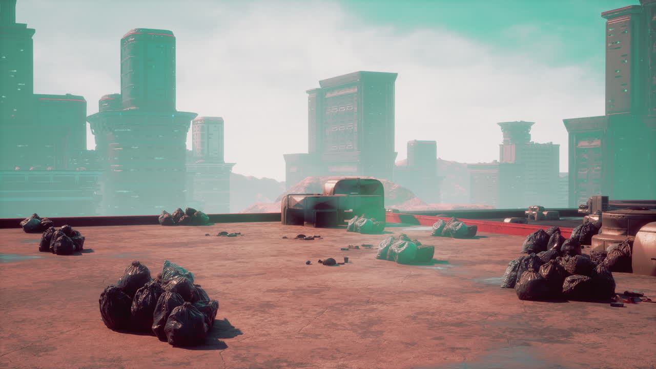 Post apocaliptic landscape of city