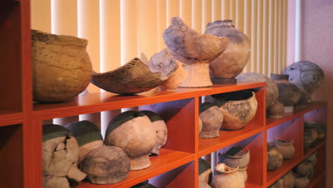 ancient pottery collection displayed in museum