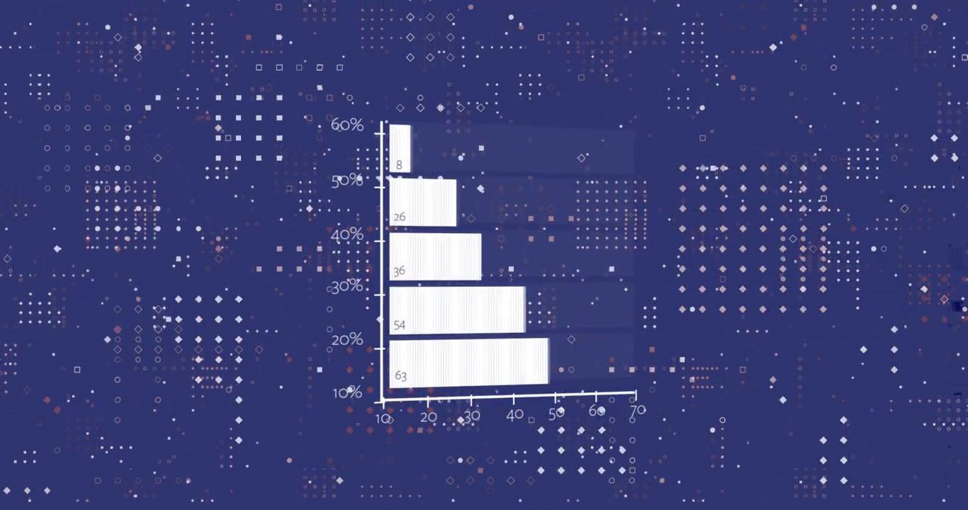 Animation of data processing over blue background