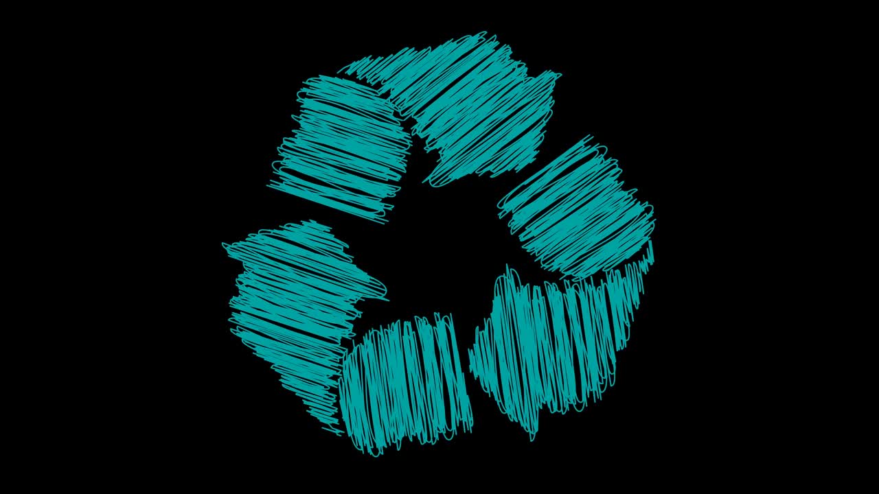 재활용 상징은 파란색에 그려져 있습니다.