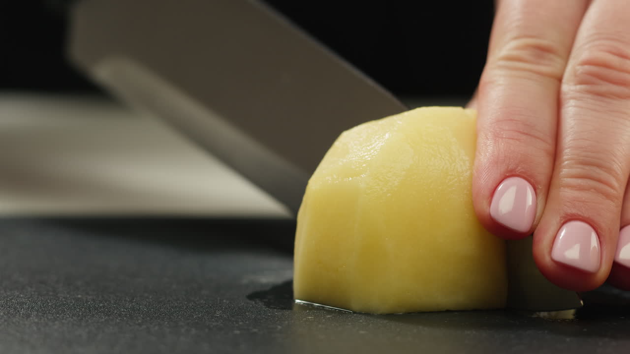 Cutting a potato