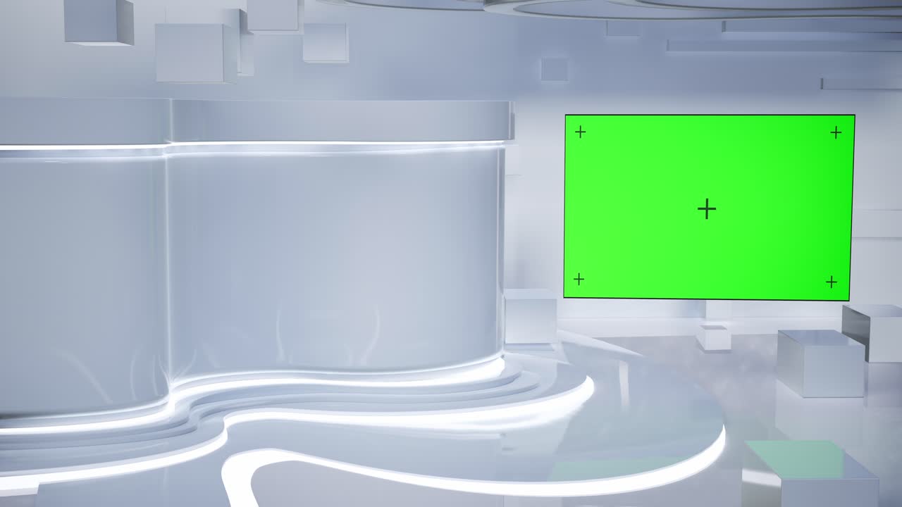 новостное вещание, 3d виртуальная студия с зеленым экраном телевизора, опыт динамического вещания новостей