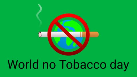 animación del día mundial sin tabaco aislada en pantalla verde con el mundo y la señal de parada.