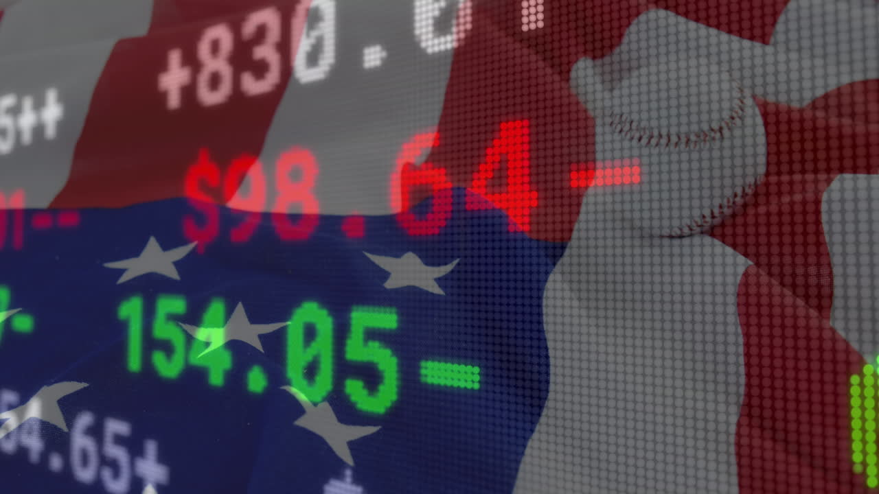 미국  ⁇ 발 위에서 금융 데이터 처리의 애니메이션