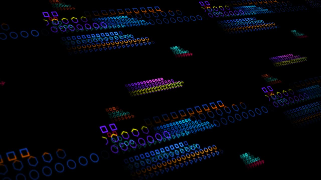 Quantum computer futuristic technology digital holographic process and analysis for big data abstract colorful polygon background