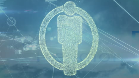 animation of digital human figure with network connections and data visualization