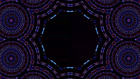 forma redonda animada de luces intermitentes multicolores, sobre un fondo negro
