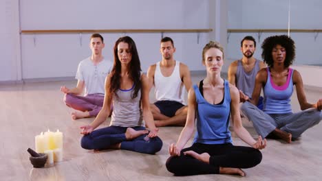 group of people performing yoga