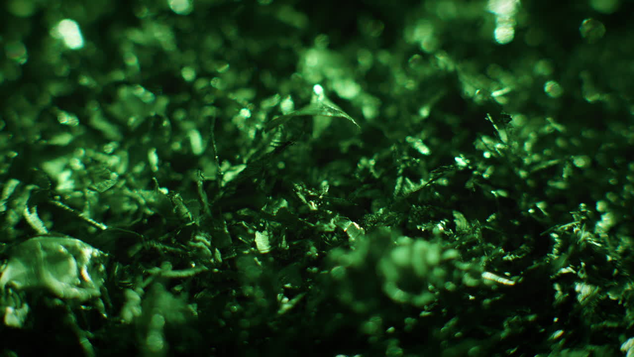 Emerald color metal fillings close-up shot