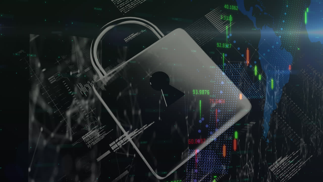 금융 데이터 처리 및 보안  ⁇ 락 아이콘은 연결 네트워크를 가진 화면에 대하여