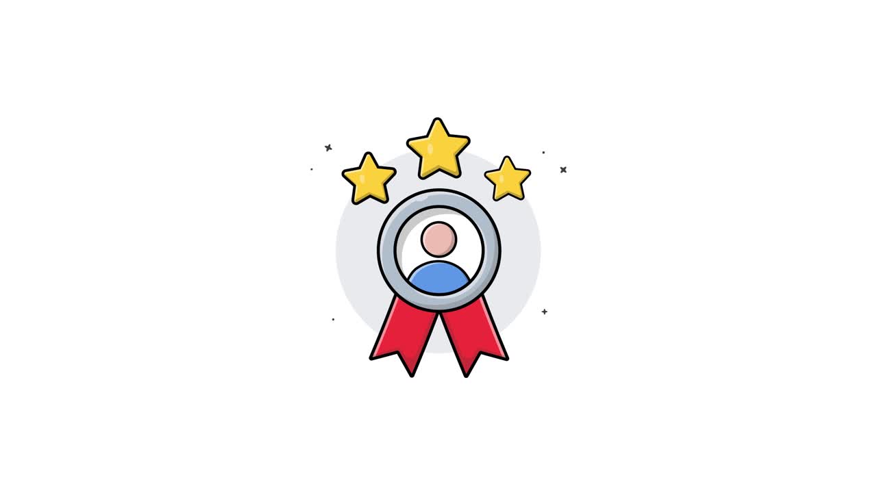 Animated Icon of Best Employee Award with Three Stars