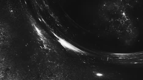 a giant wormhole curves the black space around it