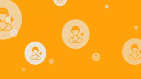 animation of online white people icons moving on orange background