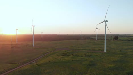 General-view-of-wind-turbines-in-countryside-landscape-with-cloudless-sky