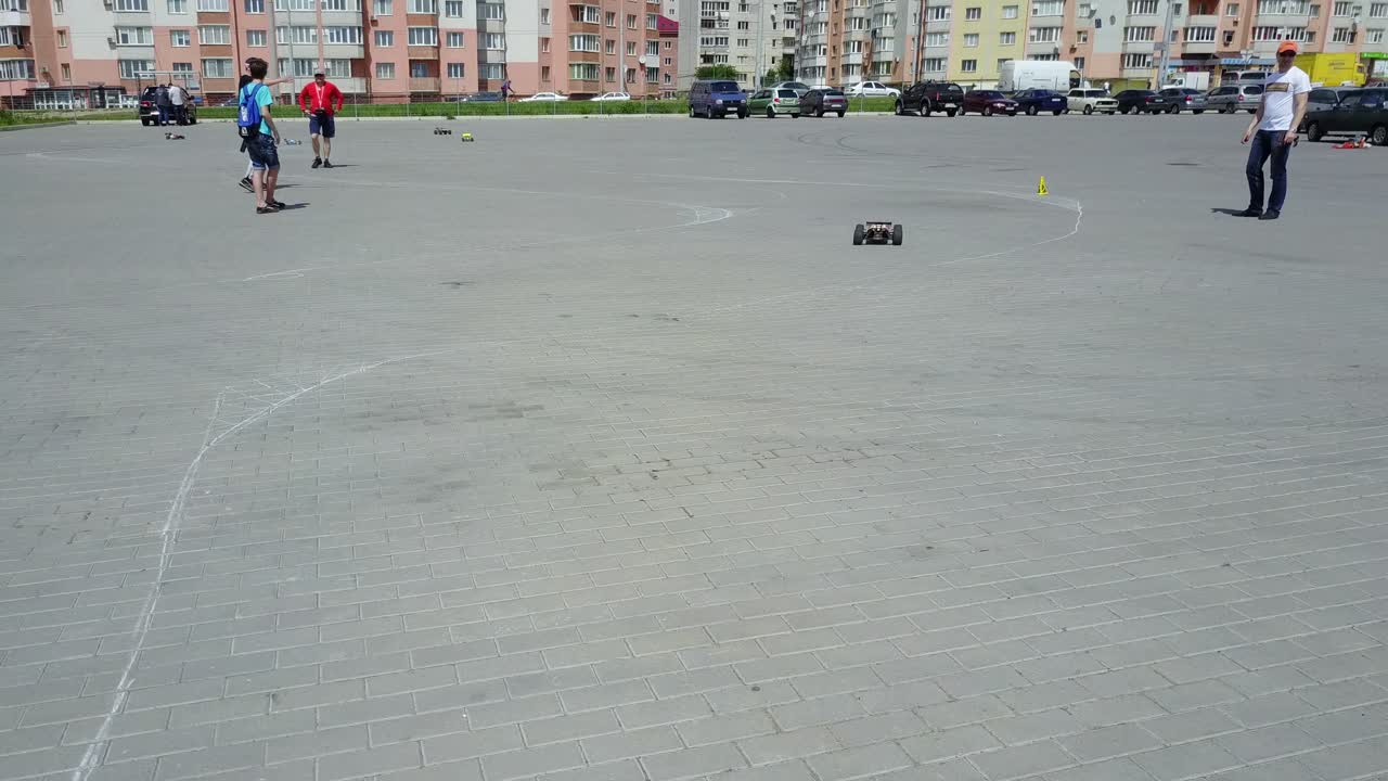 Model Car Rally Race. VINNITSA, UKRAINE - MAY 2017: Europe Day, participants in the competition for racing radio-controlled cars