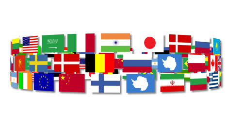 flags around the world turning