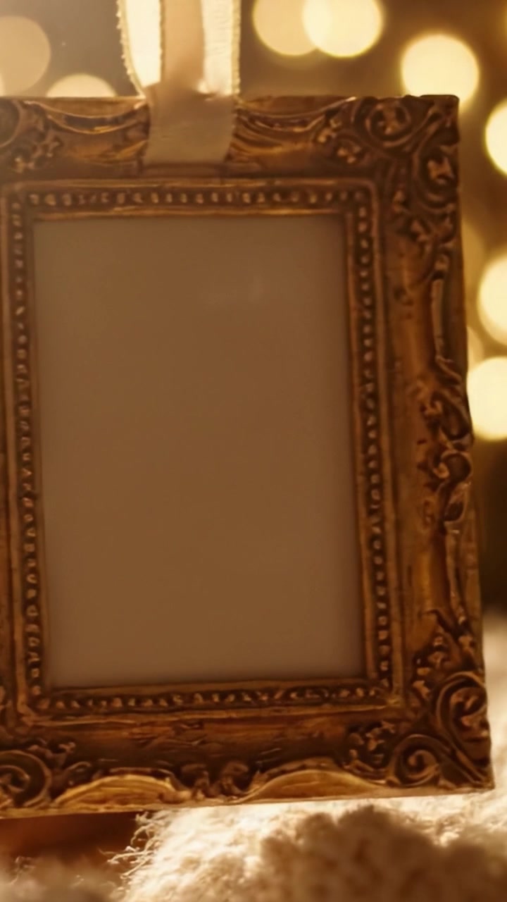 Captivating and Elegant Ornate Picture Frame Illuminated by Soft Bokeh Lights Creating a Warm Ambience Perfect for Capturing Cherished Memories and Moments