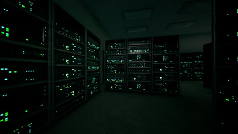 sala server di rete con server che eseguono processi