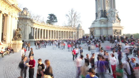 bustling public square in park