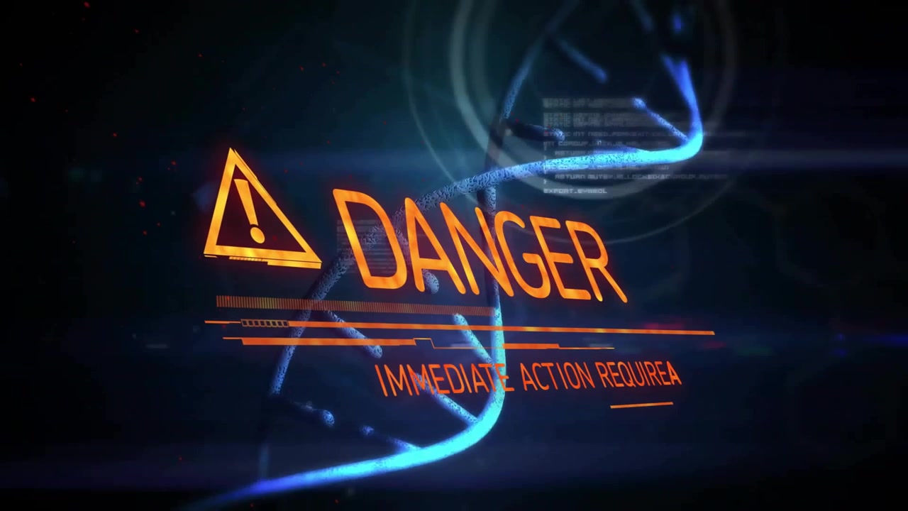 Helix rotating in interface sliding bars morphing into pulsing DANGER demanding immediate action