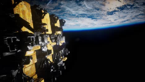 nave espacial con vista al espacio y al planeta tierra