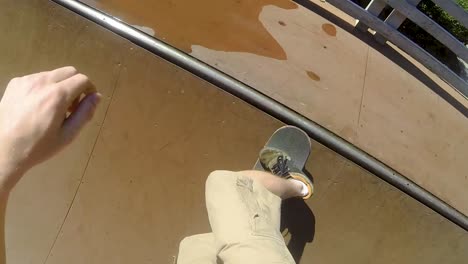 skateboarding on a ramp: pov