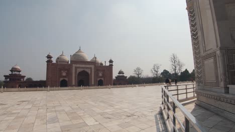 visitors and tourists outdoor taj mahal, india. unesco world heritage site