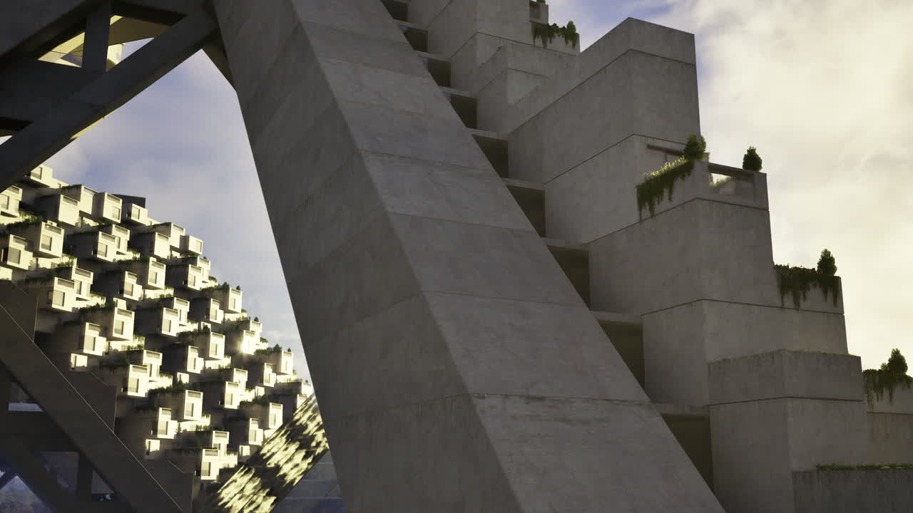 Modern architecture showcasing geometric design in urban setting during daytime