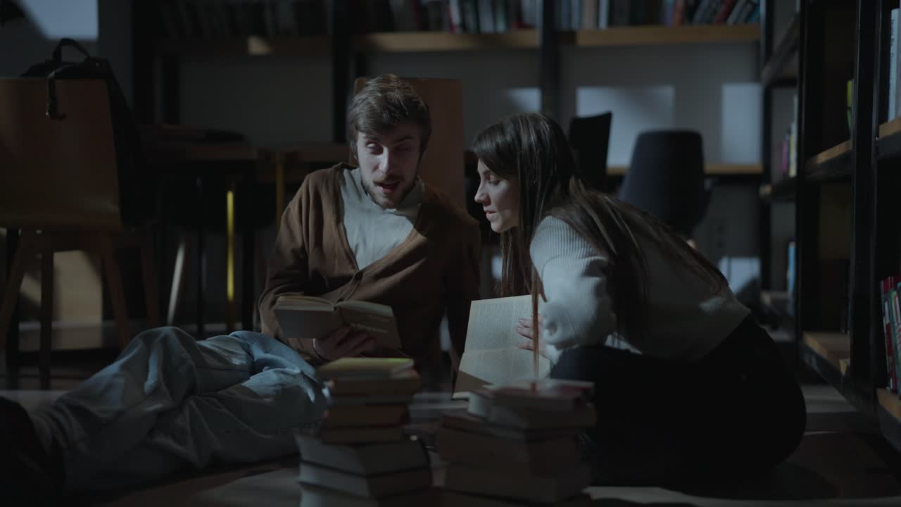 Students Studying Together in a Library