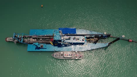 aerial view of a sand dredging boat in the gulf of mexico