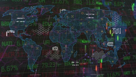 Animation-of-financial-data-processing-over-world-map