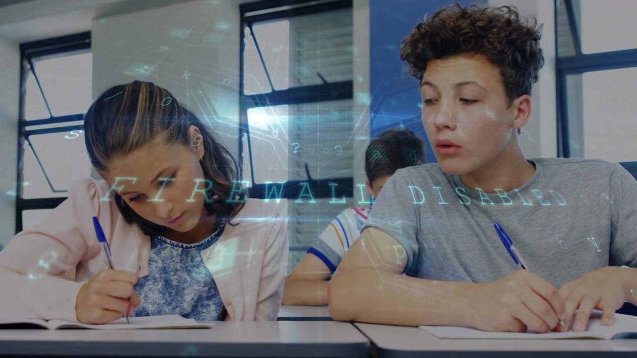 Animated video shows diverse students in a global business communication concept.