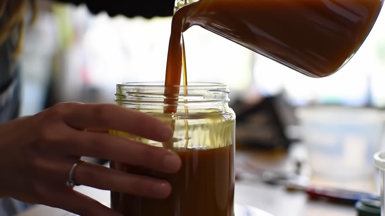 Crafting Homemade Caramel Sauce in a Cozy Kitchen Setting