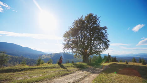 person enjoying the beautiful mountain view