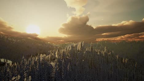 winter landscape on a sunset